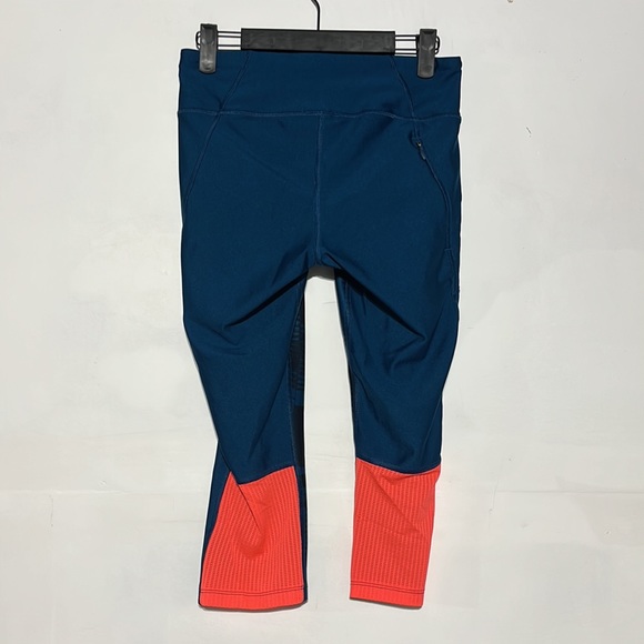 Under Armour Heatgear Compression Teal Orange Mesh Cropped Leggings Size Medium - Picture 4 of 8